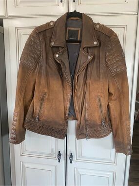 Maurices Brown Distressed Leather Moto Jacket